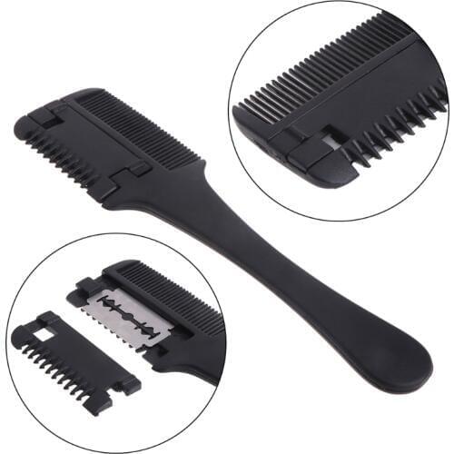 Hair Razor Comb Black Handle Cutting Thinning Home DIY Trimmer Inside Blades