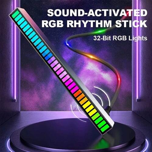 RGBcolorful music induction light 32LEDsound control rhythm atmosphere light LED Strip Control Pickup USB car desktop colorlight