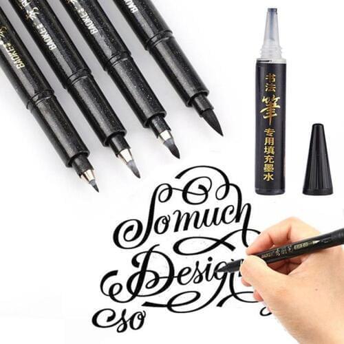 Calligraphy Pen Brush Pen Pens Lettering Lettering Hand Markers for Writing DrawingBlack Ink Holder School-supplies