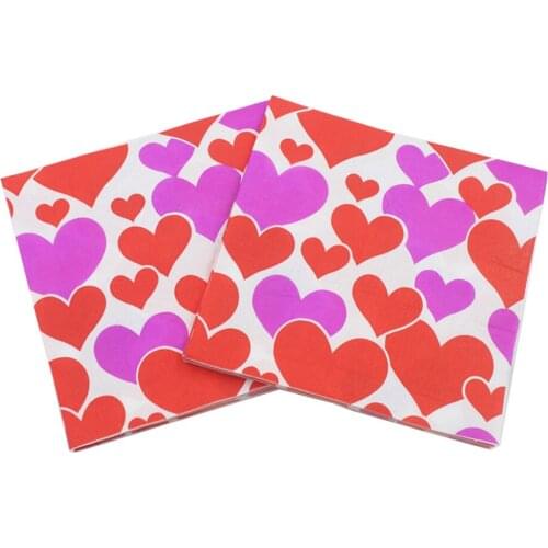 Decoupage Servilletas 20 Vintage Heart Purple Pink Paper Napkins Wedding Party Paper Towel Handkerchief Home Table Decor 33*33cm
