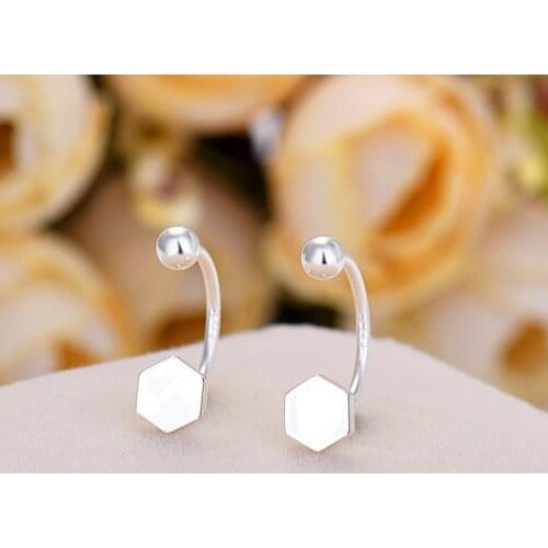 Dainty Female Geometric Stud Earrings Minimalist 925 Sterling Silver Earrings For Women Charm Bridal Small Wedding Earrings