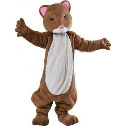 Cute Furry Hamster Mascot Costume Cosplay Brown Mouse Fursuit Carnival Stage Performance Costume Set