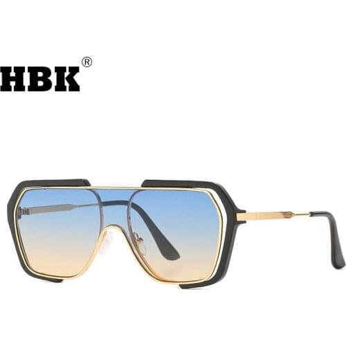 HBK Vintage One Piece Sunglasses Women Men Oversized Modern Sun Glasses New Brand Design Male Driving Eyewear Zonnebril UV400