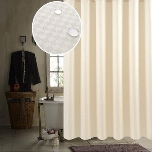 Modern Polyester Fabric Shower Curtain Beige Plaid Bathroom Curtain Mildew Resistant Bath Waterproof washable yellow