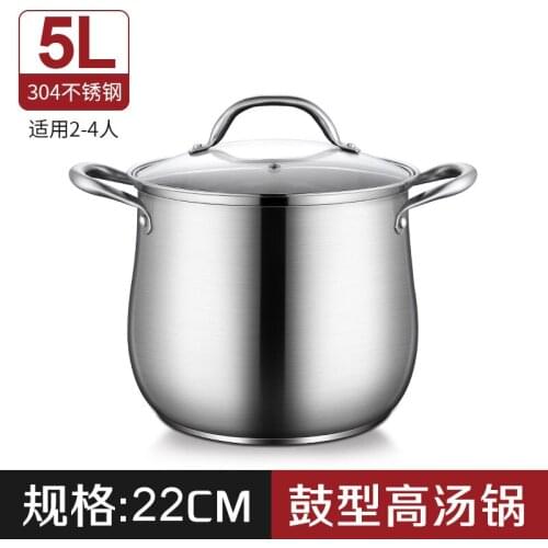 Soup Pot 304 Stainless Steel Household Thick Bucket Ramen with Lid Making Soup Cooking Pot Non-Stick Pan Large Capacity Couscous