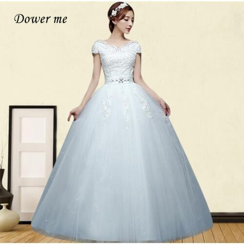 Crystal Wedding Dress GR705 Boat Neck Short Sleeve Bridal Dresses Embroidery Formal Wedding Gowns Lace Up Long Vestidos De Novia