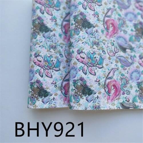 Free shipping A4 20*33CM mermaid character cartoon print synthetic leather fabric for DIY accessories BHY921