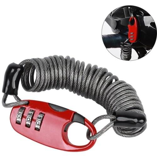 Bike Anti-theft Helmet Lock Cable Elastic Stretch Bicycle Password Lock For Outdoor Backpack Motorcycle Cycle Lock Accessories