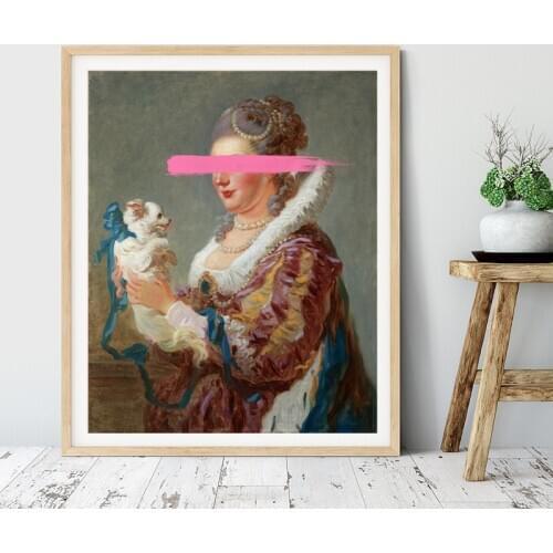 Vintage Portrait Oil Painting Altered Art Prints Quirky Wall Art Poster Boho Decor Picture Bedroom Living Room Art Decor