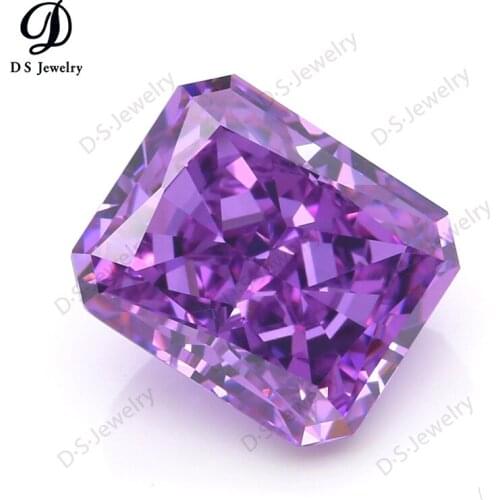 Top Quality Violet Color Rectangle Shape Brilliant Crushed Ice Cut Cubic Zirconia Loose Stone cz Stone