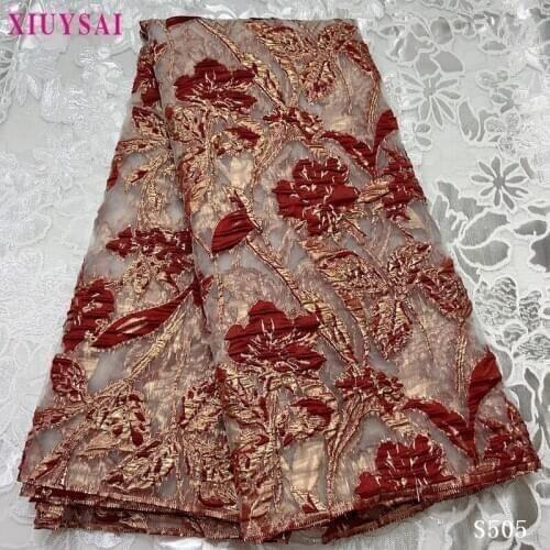 XIUYSAI Brocade Lace fabric 2020 High Quality Embroidered Brocade Lace french Tulle Lace Fabric for nigeria party dress SL506