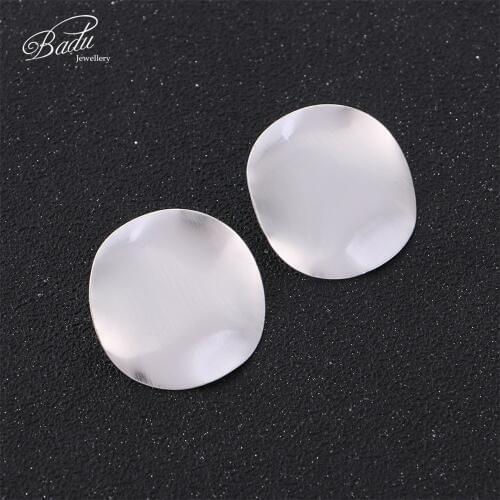 Badu Brushed Stud Earrings for Women Concave Round Punk Style Metal Earring Party Jewelry Gift for Girls Wholesale