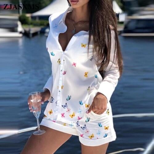 Sexy Embroidery Lace Two Piece Shorts Sets 2021 Women Turn-down Collar Button Shirt Solid Outfits Autumn Long Sleeve Pocket Suit