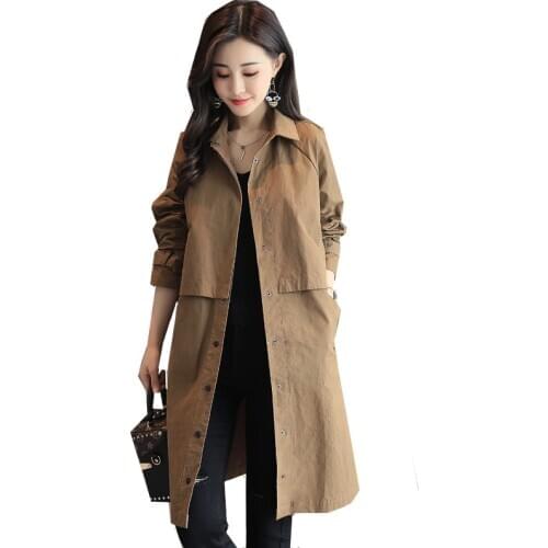 Spring Autumn High Quality New Loose Women Windbreaker Long Feminine Thin Trench Coat Korean Version Temperament Trench Coat