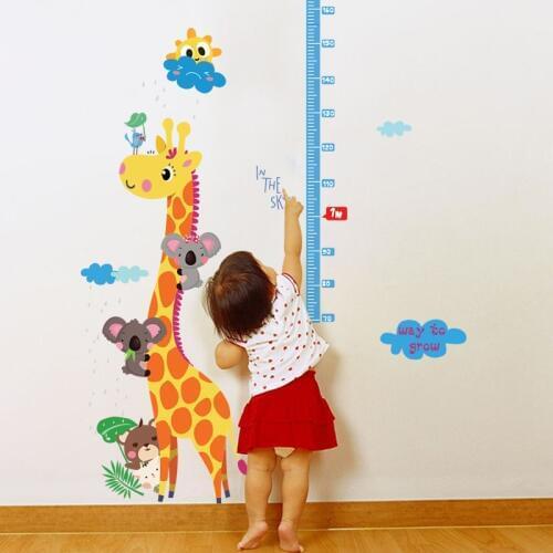 Giraffe in the Clouds Sun Cartoon Wall Stickers Height Ruler Measure for Childrens Room Kids Room Nursery for Home Decoration