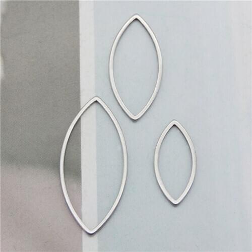 Julie Wang 12PCS Hollow Eye Shape Charms Stainless Steel Gold Silver Color Oval Pendants Bracelet Jewelry Making Accessory