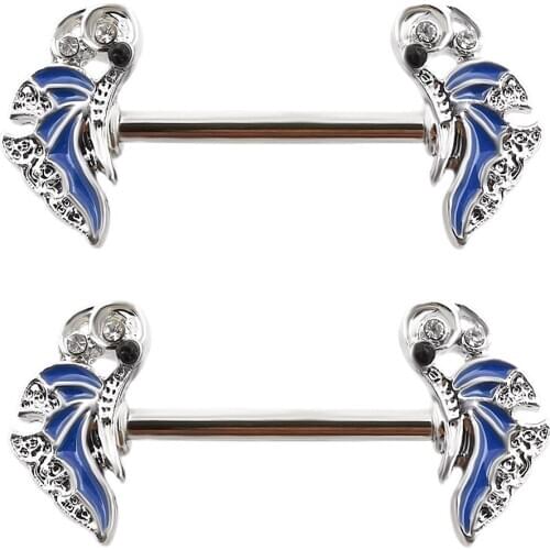 JHJT 2PCS Nipple Rings 14G 316L Stainless Steel Parrot Nipple Shied Barbell Piercing Jewelry