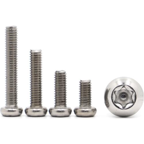 5-50pcs M2 M2.5 M3 M4 M5 M6 M8 A2 Stainless Steel Six Lobe Torx Button Head with Pin Tamper Proof Anti Theft Security Screw Bolt