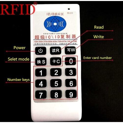 Handheld 125Khz 13.56Mhz Copier Duplicator Cloner RFID NFC IC/ID Reader Writer Machine Cards ID Keyfobs 5pcs IC Blank Cards 5pcs