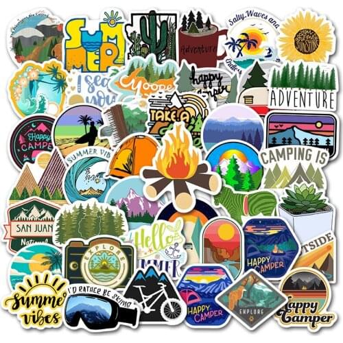 50pcs/pack Outdoor camping Adventure The Jungle Stickers For Cars Motorcycles Water cups Furniture Childrens toys Luggage