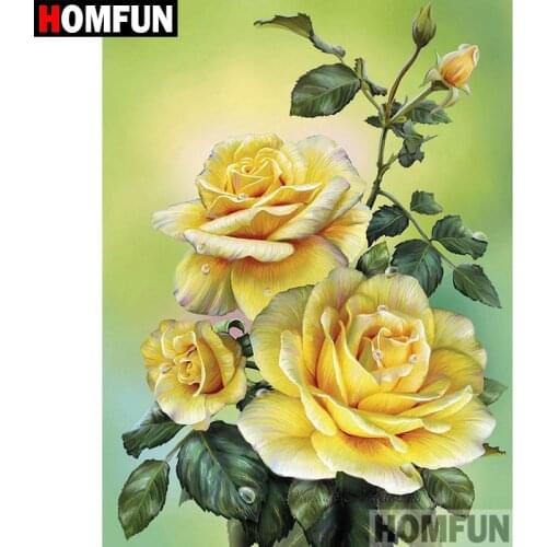 HOMFUN 5D DIY Diamond Painting Full Square/Round Drill "Yellow flower" 3D Embroidery Cross Stitch gift Home Decor A02536