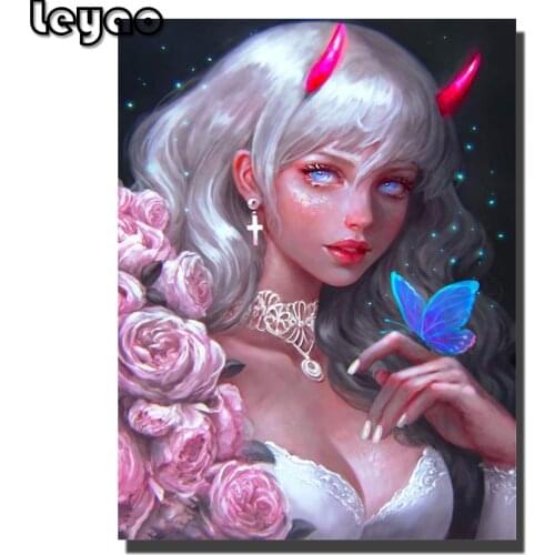 Diamond Painting Fairy Beautiful Girl Flower Butterfly by Numbers Kits,DIY 5D Diamond Art Cross Stitch Full Drill Home Decor