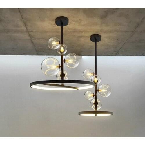 Artpad Nordic Ceiling lights Led 28 48cm Circle Ceiling Hanging Black Loft Living Dining Room Kitchen Lighting Fixture