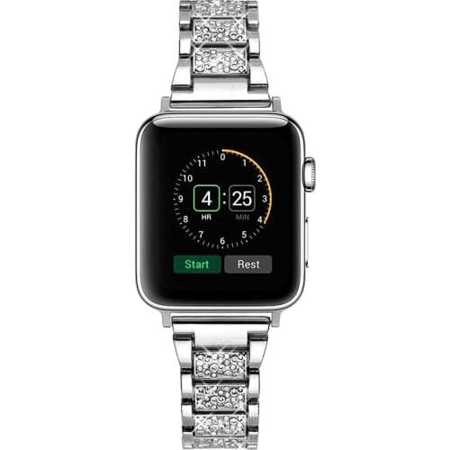 Stainless Steel Diamond Watchband for Apple Watch 44mm 40mm Women Stylish Bracelet for Iwatch 38mm 42mm Series 6 5 4 3 2 1 band