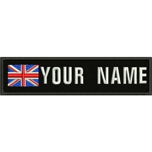 British flag United Kingdom 10X2.5cm Embroidery Custom Name Text Patch Stripes badge Iron On Or Velcro Backing Patches