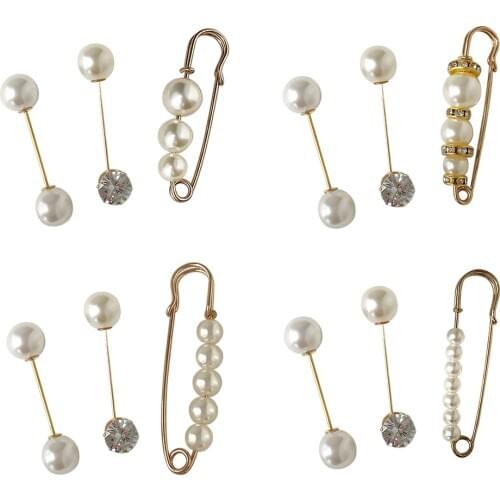 3Pcs Womens Fashion Brooch Set Pearl Brooch Pins Badge Sweater Coat Decorative Jewelry Pin Brooches For Women