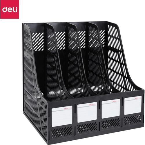 Deli Four Grid Openwork Desktop File Tray Box Plastic Four Columns with Label Stable Desk Organizer Office Office Supplies 9848
