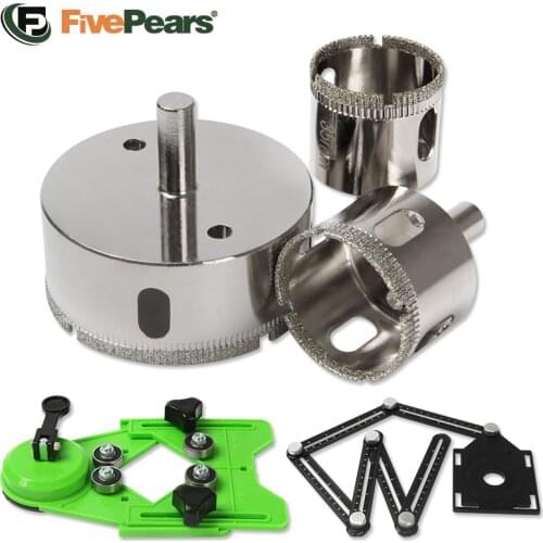FivePears Diamond Drill For Porcelain Tiles,Diamond Hole Saw/Crowns Set/Cup Saw,Hole Locator Template Ceramic Ruler Tile Tools