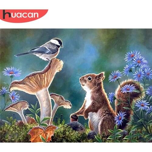 HUACAN 5D Diamond Painting Squirrel Full Square Round Handmade Gift Diamond Embroidery Animal Mosaic Bird Needlework Home Decor