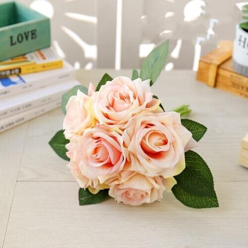 Artificial Rose Flower Wedding Decoration Bridal Silk Bouquet Flores Mariage Birthday Party Valentines Day Home Decor Christmas