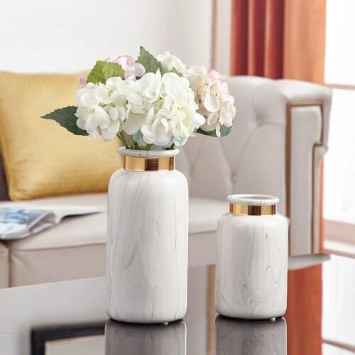 Gold Marbling Ceramic Vase Nordic Modern Minimalist Living Room Dried Flower Vase Home Decoration Office Desktop Ornaments