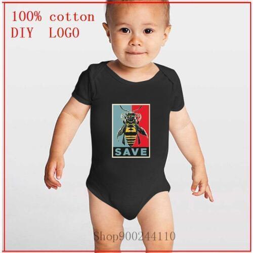 Save The Bees printing Bodysuits Baby Summer Funny Infant Newborn Baby Boys Girls Cotton Jumpsuit Fashion Clothes Cute Print