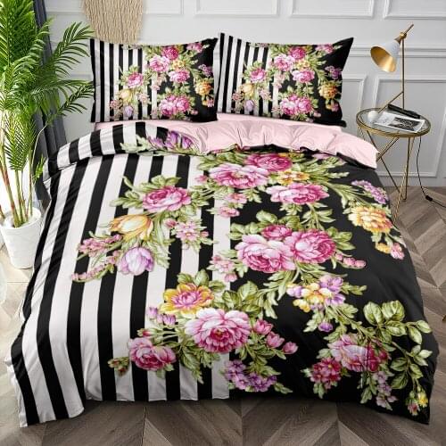 Fashion Flower Bedding Set Floral Design Duvet Cover Sets Quilt Covers 3-Piece Bed Linen Single 150x200 Twin Custom Home Textile