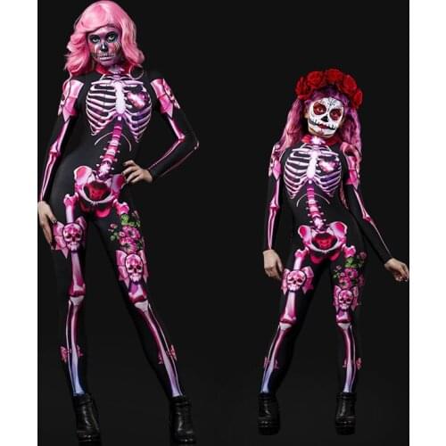 Halloween Costume European and American Prom Horror Skull Parent-child Jumpsuit Women Mommy and Me Clothes Christmas Outfits