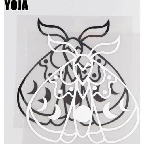 YOJA 15.4×15CM Handsome Moth Cartoon Animals Pattern Vinyl Decal Car Stickers Black/Silve0r 19C-0166
