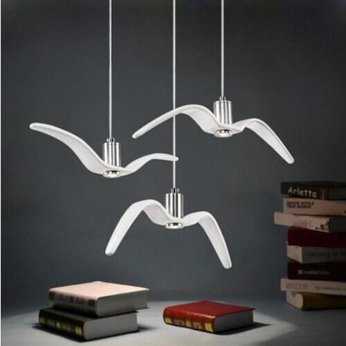 Nordic Creative Seagull Hanging Led Pendant Lights For Bedroom Lamparas Colgantes Led Kitchen Island Lights White Pendent Lamp
