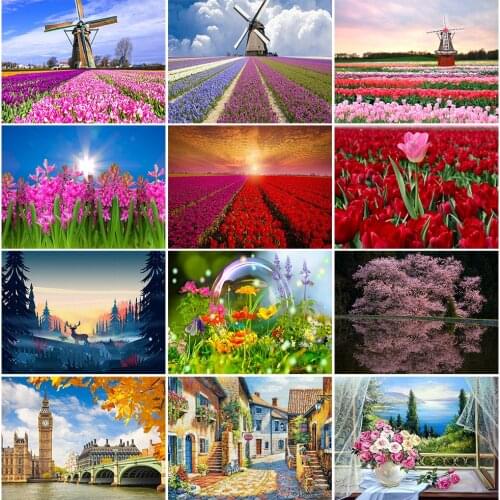 Círculo completo diamante DIY diamante pintura molino de viento jardín 5D diamante bordado punto de cruz decoración del hogar