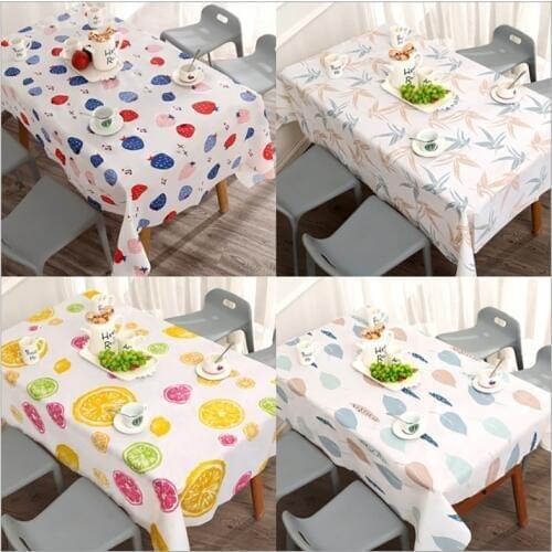 Square Rectangular Kitchen Decorative Tablecloth PVC Waterproof Oilproof Cartoon Pattern Printed Dining Table Cloth Cover