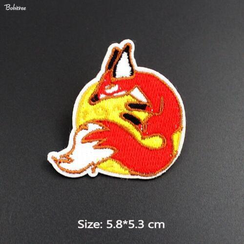Cartoon Animal Cute fox Patches Fabric Badges Iron on Embroidered Stickers Applique for Clothes Jacket Decoration