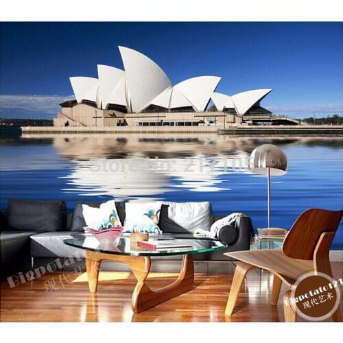 Custom photo wallpaper mural of Sydney Opera House for the living room sofa, TV background wall vinyl wallpaperpapel de parede