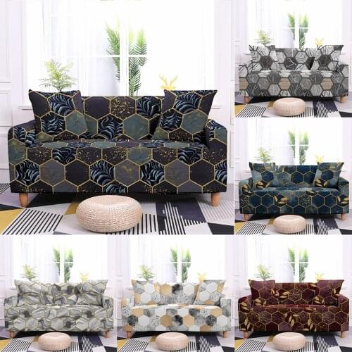 Nordic Marble Stretch Sofa Covers for Living Room Geometric Elastic Sofa Slipcovers 1/2/3/4 Seater Sectional Couch Covers