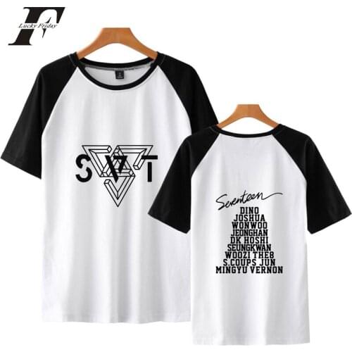 New 2018 SEVENTEEN kpop harajuku Summer cotton Short Sleeve t shirt women men hit hop funny T-shirts streetwear TShirts Tops Tee