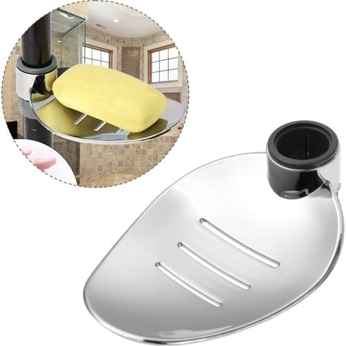 Plastic Soap Dish Holder Adjustable Shower Rod Slide Bathroom Gadget Soap Pallet Shower Rod Slide Bar Shower Rail Soap Dish Box