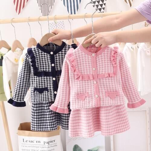 Girls Dresses New Fashion Princess Clothing Sweater Stitching wool Sweater Ball Gown Girls Dresses Clothes for 1-5Y Baby clothes