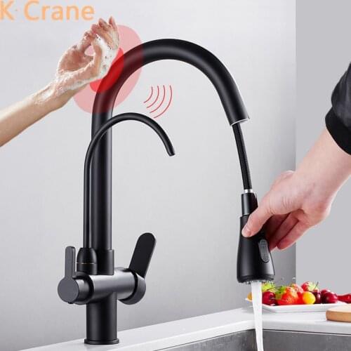 Touch Faucet Kitchen Sink Smart Sensor Filter Tap Pull Out Hot Cold Mixer Crane Automatic Flexible Grifo Luxury Filtered Faucets
