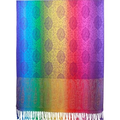 Spring Rainbow Scarf Shawls Women Pashmina Wrap Long Paisley Echarpe Hijab Foulard